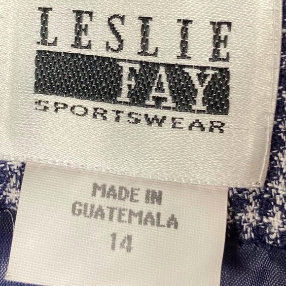 Vtg Leslie Fay 14 XL Blazer Jacket Navy Blue Gold Nautical Gingham Career - Picture 5 of 6